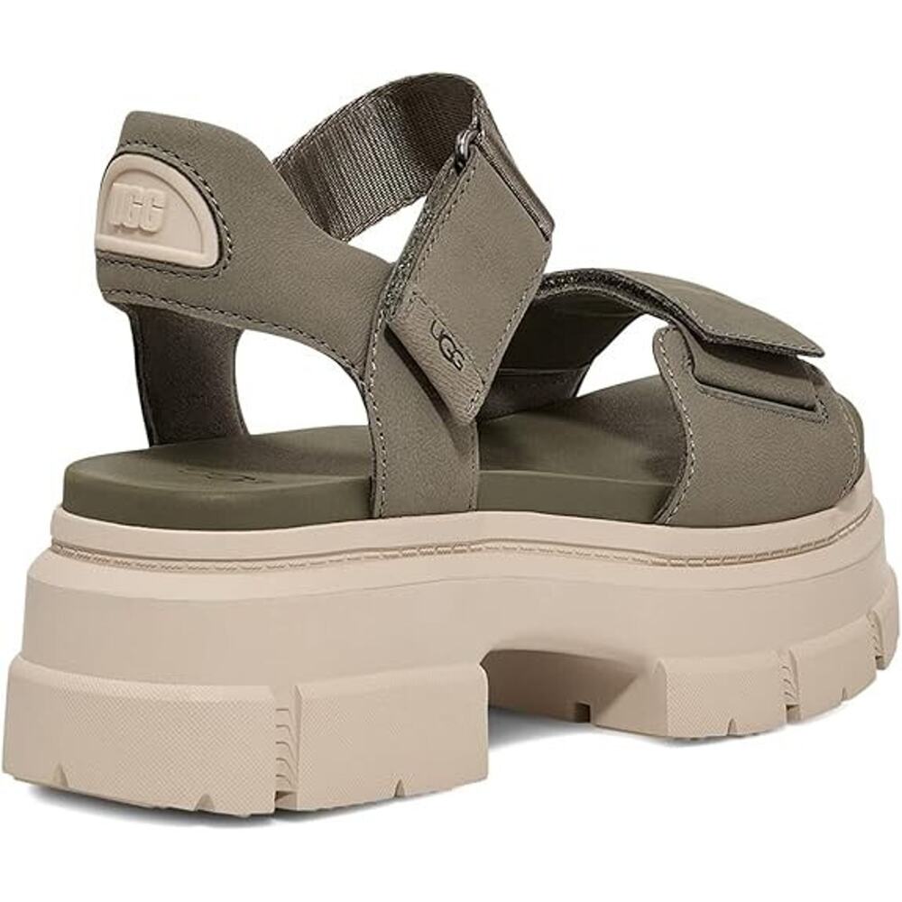 UGG Women's Ashton Leather Slip on Platform Sandals, Moss Green Size 11M - Picture 3 of 5